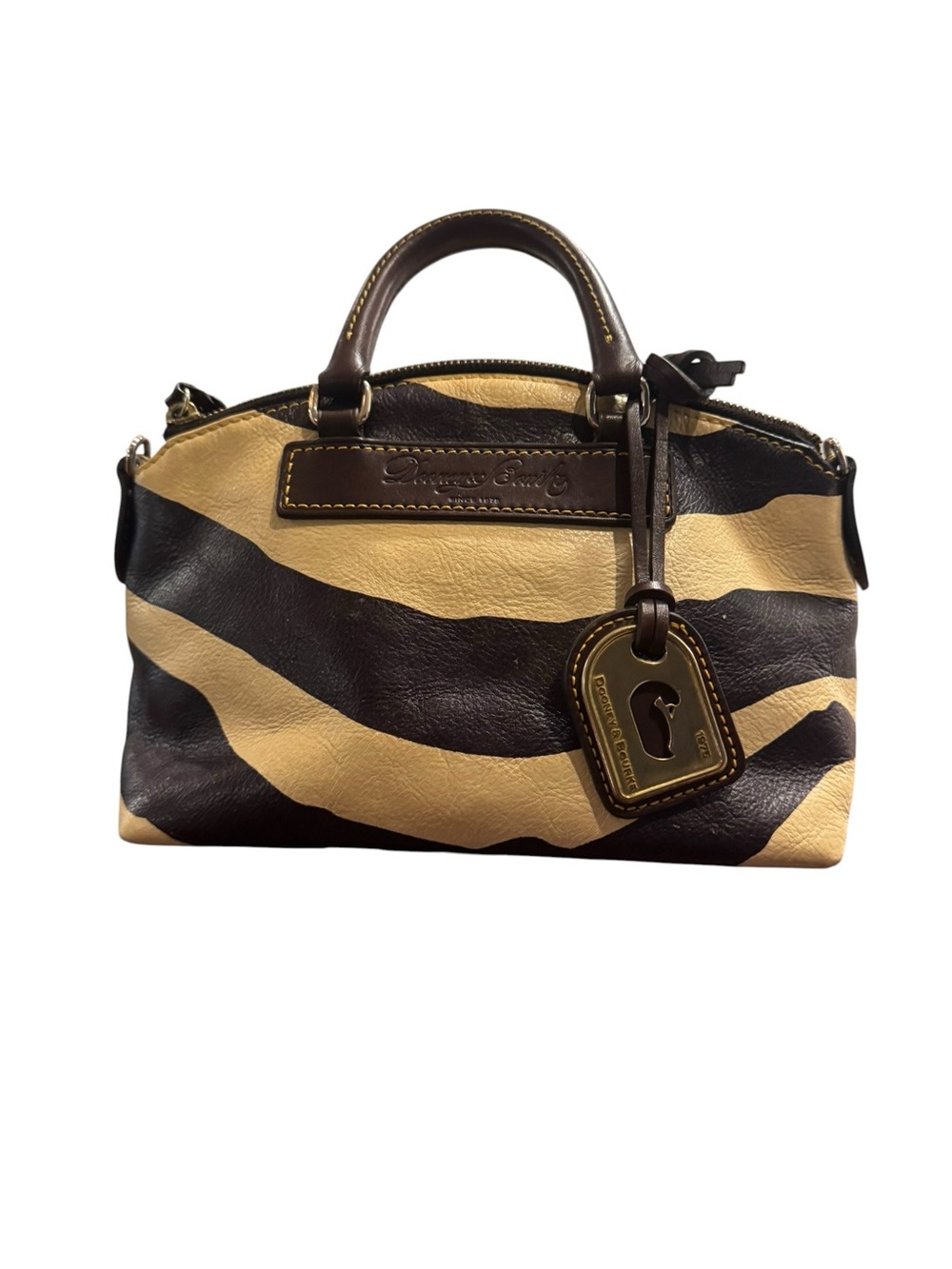 Dooney & Bourke Florentine Zebra Print Domed Satchel, Vacchetta Leather